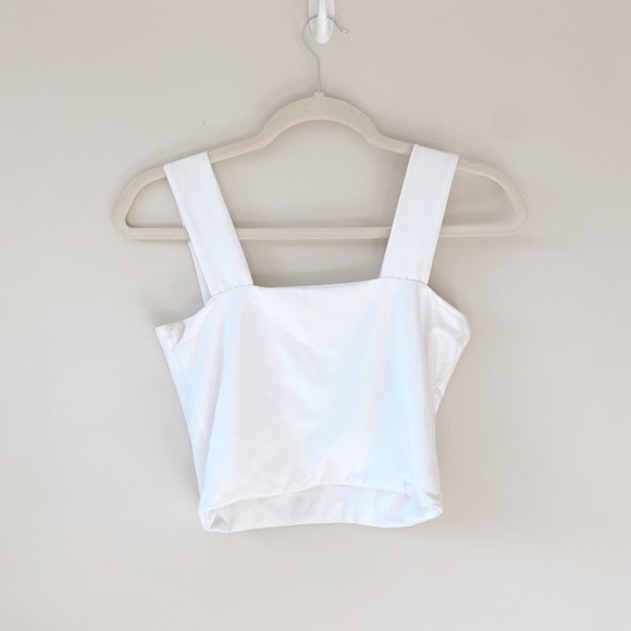 Women's Off White Square Neck Solid Crop Top